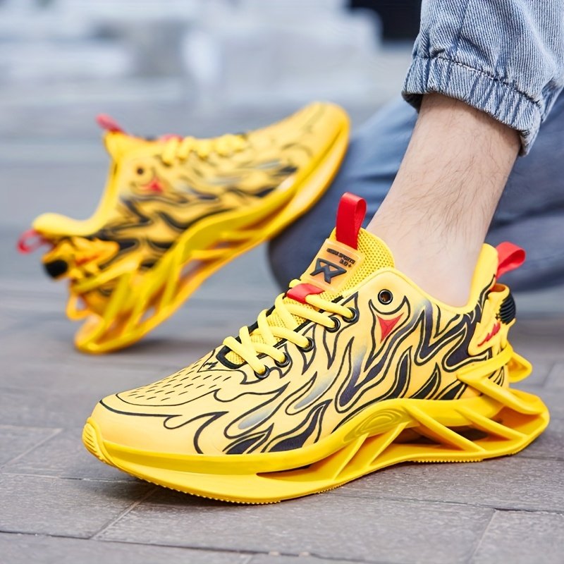 zapatillas de correr transpirables para hombre en verde neón y - tpu absorbente de , amortiguación eva, sneakers bajas con diseño a rayas para gimnasio, jogging & uso casual, estilo deportivo elegante, acolchada eva Detalles del producto 3