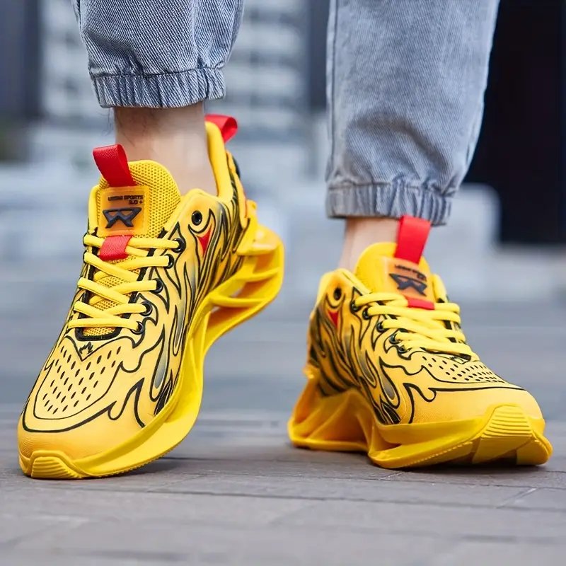 zapatillas de correr transpirables para hombre en verde neÃ³n y - tpu absorbente de , amortiguaciÃ³n eva, sneakers bajas con diseÃ±o a rayas para gimnasio, jogging & uso casual, estilo deportivo elegante, acolchada eva Detalles del producto 9