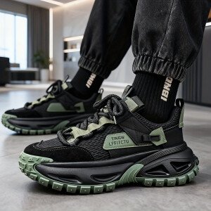 Zapatillas para Hombre - Cierre Slip-On/Con Cordones, Colores /Gris/Verde Oliva, Suela Blanda y Acolchada en Goma – Calzado Casual Todo Clima Ideal Para Adolescentes, Hombres e Adultos Mayores: Versátil Y Fácil Mantenimiento