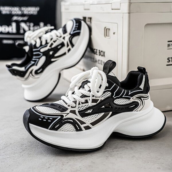 Zhenyuezu Zapatillas Bajas para Hombre - Blanco/Rojo/, Tejido Transpirable con Cordones, Suela de PVC Acolchada y Diseño Antideslizante Ideal para Gimnasio o Uso Casual en Toda Temporada (Detalle Granate) - Imagen 6