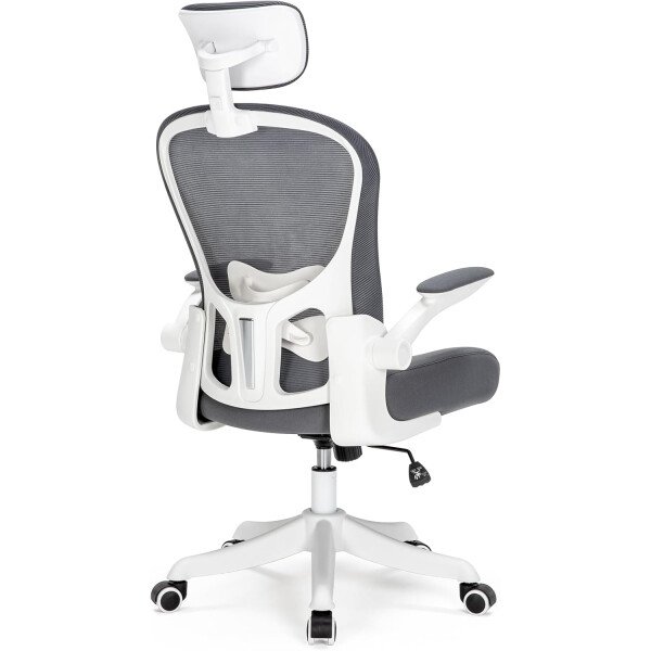 Asiento microajustable detallado, asiento de elevación y movimiento, soporte lumbar 2D, reposabrazos 2D con reposacabezas. Silla de oficina, silla de estudio, silla de juego. (W-gris) - Imagen 8