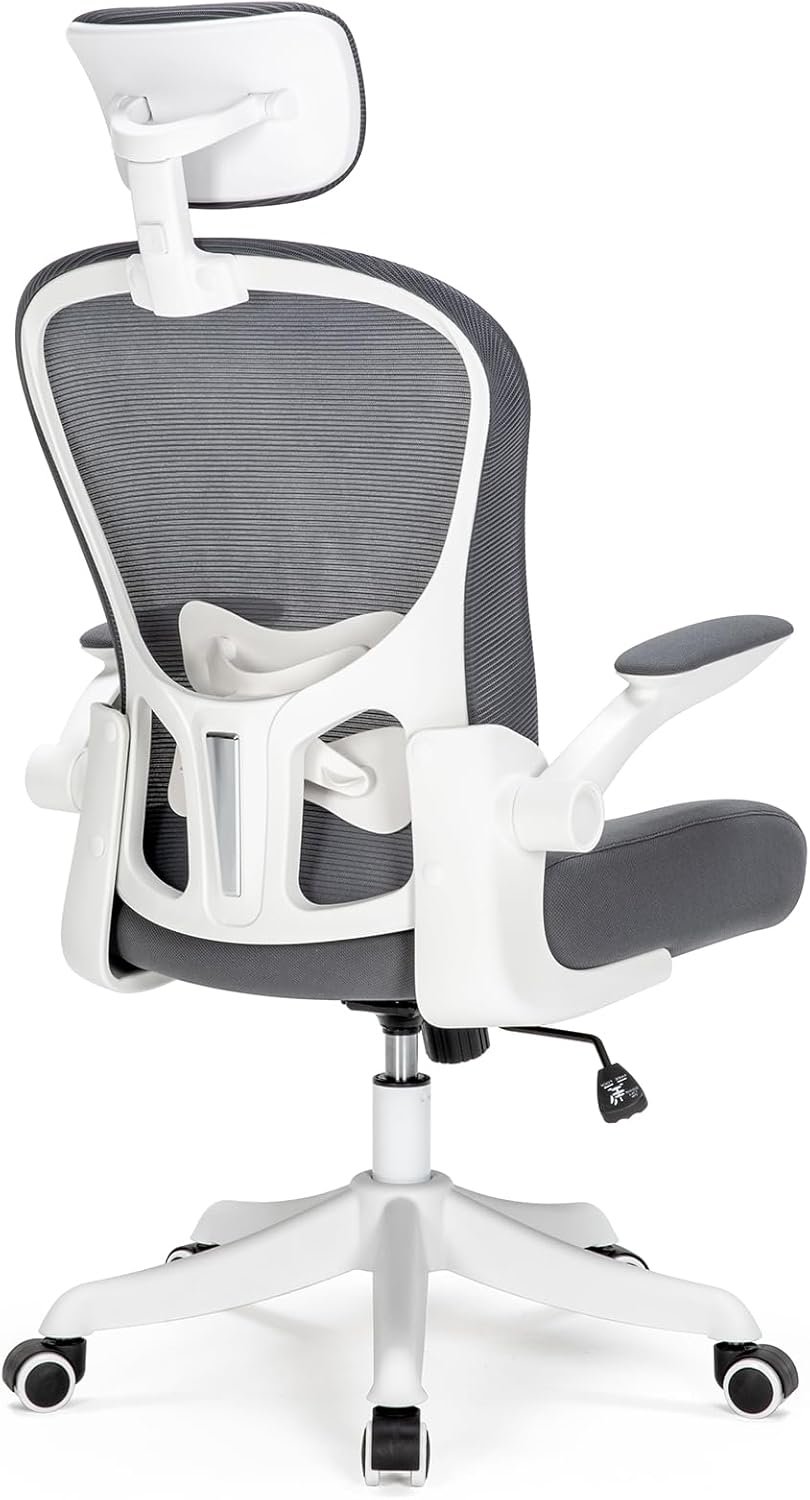 Asiento microajustable detallado, asiento de elevación y movimiento, soporte lumbar 2D, reposabrazos 2D con reposacabezas. Silla de oficina, silla de estudio, silla de juego. (W-gris) - Imagen 8