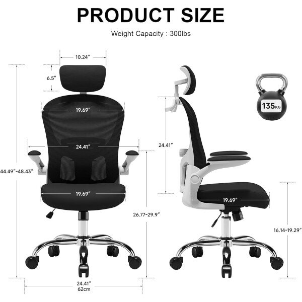 Asiento microajustable detallado, asiento de elevación y movimiento, soporte lumbar 2D, reposabrazos 2D con reposacabezas. Silla de oficina, silla de estudio, silla de juego. (W-gris) - Imagen 11