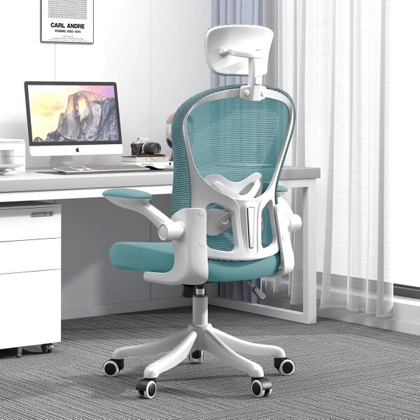 Asiento microajustable detallado, asiento de elevación y movimiento, soporte lumbar 2D, reposabrazos 2D con reposacabezas. Silla de oficina, silla de estudio, silla de juego. (W-gris) - Imagen 25