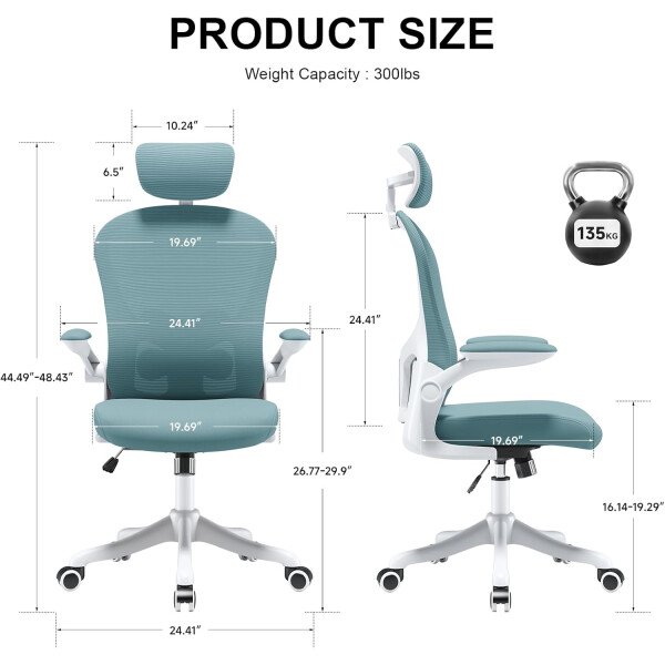 Asiento microajustable detallado, asiento de elevación y movimiento, soporte lumbar 2D, reposabrazos 2D con reposacabezas. Silla de oficina, silla de estudio, silla de juego. (W-gris) - Imagen 26