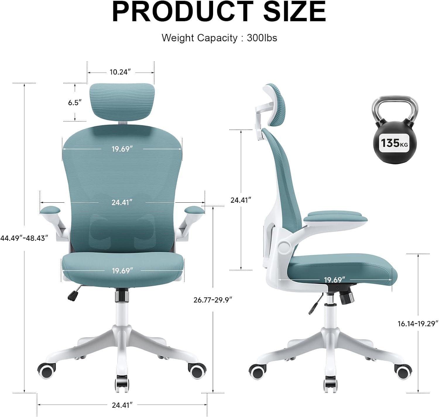 Asiento microajustable detallado, asiento de elevación y movimiento, soporte lumbar 2D, reposabrazos 2D con reposacabezas. Silla de oficina, silla de estudio, silla de juego. (W-gris) - Imagen 26