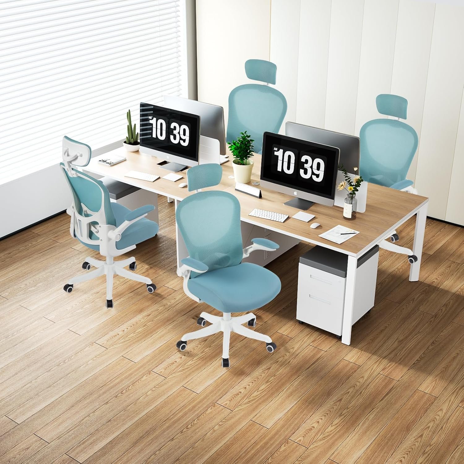 Asiento microajustable detallado, asiento de elevación y movimiento, soporte lumbar 2D, reposabrazos 2D con reposacabezas. Silla de oficina, silla de estudio, silla de juego. (W-gris) - Imagen 31
