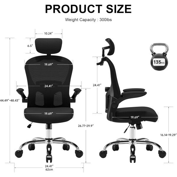 Asiento microajustable detallado, asiento de elevación y movimiento, soporte lumbar 2D, reposabrazos 2D con reposacabezas. Silla de oficina, silla de estudio, silla de juego. (W-gris) - Imagen 35
