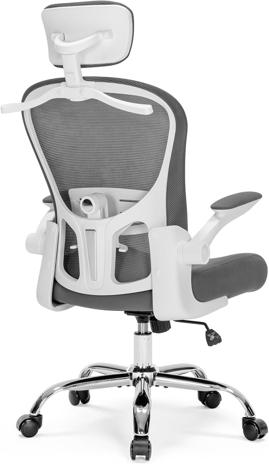 Asiento microajustable detallado, asiento de elevación y movimiento, soporte lumbar 2D, reposabrazos 2D con reposacabezas. Silla de oficina, silla de estudio, silla de juego. (W-gris) - Imagen 50