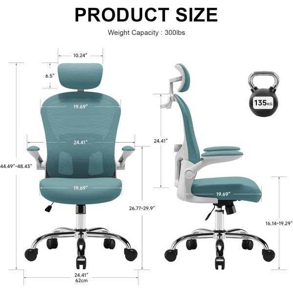 Asiento microajustable detallado, asiento de elevación y movimiento, soporte lumbar 2D, reposabrazos 2D con reposacabezas. Silla de oficina, silla de estudio, silla de juego. (W-gris) - Imagen 53