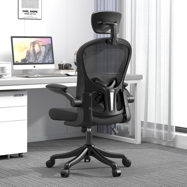 Asiento microajustable detallado, asiento de elevación y movimiento, soporte lumbar 2D, reposabrazos 2D con reposacabezas. Silla de oficina, silla de estudio, silla de juego. (W-gris) - Imagen 61