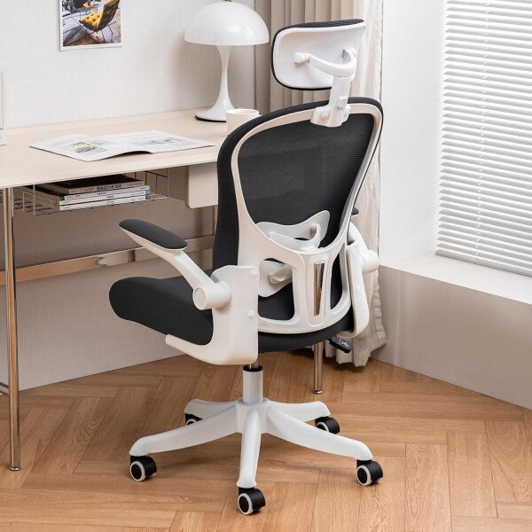 Asiento microajustable detallado, asiento de elevación y movimiento, soporte lumbar 2D, reposabrazos 2D con reposacabezas. Silla de oficina, silla de estudio, silla de juego. (W-gris) - Imagen 63
