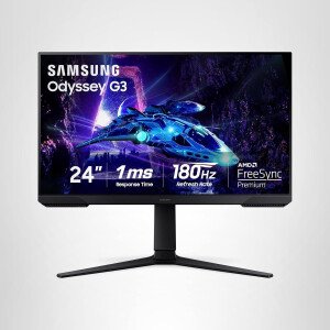 Samsung Monitor para juegos Odyssey G3 (G30D) de 24 pulgadas serie FHD, 1 ms, 180 Hz, AMD FreeSync, soporte ajustable, ecualizador negro, punto de objetivo virtual, modo protector de ojos, sin