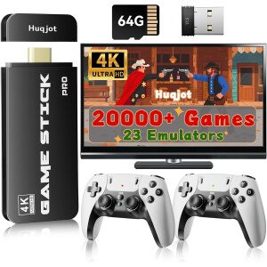 Consola de juegos retro Pro 2025, consolas de juegos Vide con HDMI 4K, más de 20000 juegos integrados y 23 emuladores, consolas de videojuegos Plug and Play con controladores inalámbricos dobles de