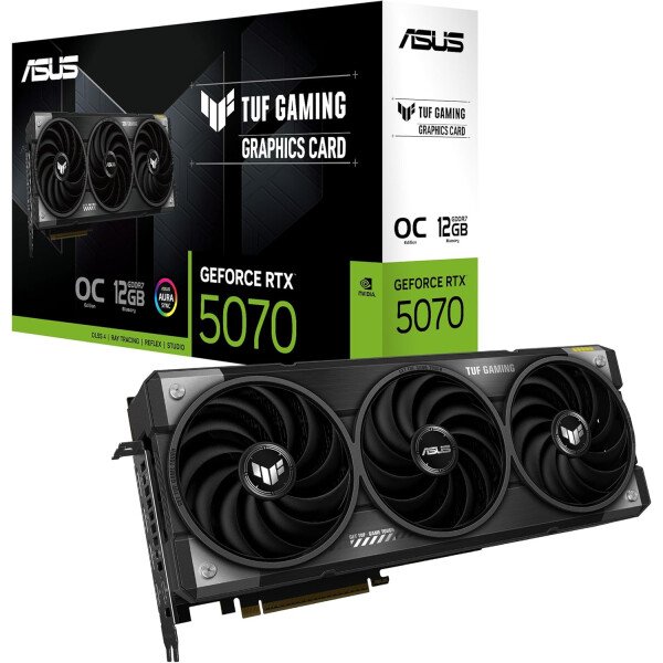 ASUS TUF Gaming GeForce RTX ™ 5070 12GB GDDR7 OC Edition Tarjeta gráfica para juegos (PCIe® 5.0, HDMI®/DP 2.1, ranura 3.125, componentes de grado militar, revestimiento protector de PCB, ventiladores