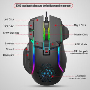Nuevo ratón USB para juegos, ratón para computadora, retroiluminación RGB, ratón para juegos, 10 botones, programación, 7200 dpi, ratón ergonómico para juegos para computadora