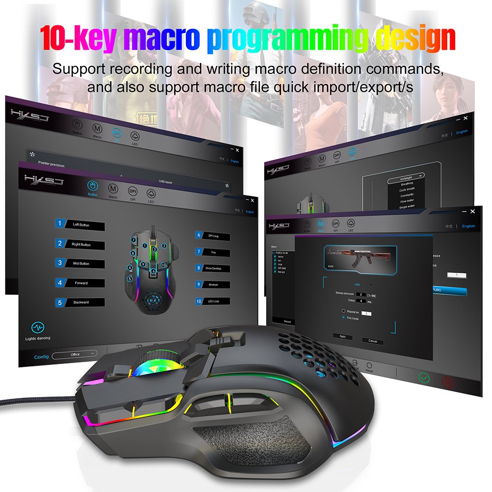 Nuevo ratón USB para juegos, ratón para computadora, retroiluminación RGB, ratón para juegos, 10 botones, programación, 7200 dpi, ratón ergonómico para juegos para computadora - Imagen 2