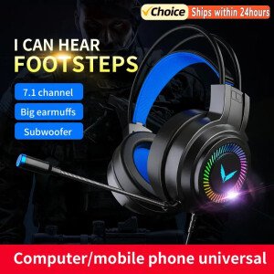 Auriculares para juegos G60, estéreo 7.1, con graves envolventes virtuales y micrófono, luz LED, plegables, para PC y gamers, G58