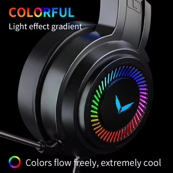 Auriculares para juegos G60, estéreo 7.1, con graves envolventes virtuales y micrófono, luz LED, plegables, para PC y gamers, G58 - Imagen 2