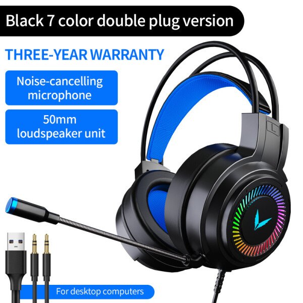 Auriculares para juegos G60, estéreo 7.1, con graves envolventes virtuales y micrófono, luz LED, plegables, para PC y gamers, G58 - Imagen 7