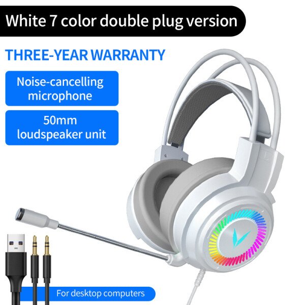 Auriculares para juegos G60, estéreo 7.1, con graves envolventes virtuales y micrófono, luz LED, plegables, para PC y gamers, G58 - Imagen 8