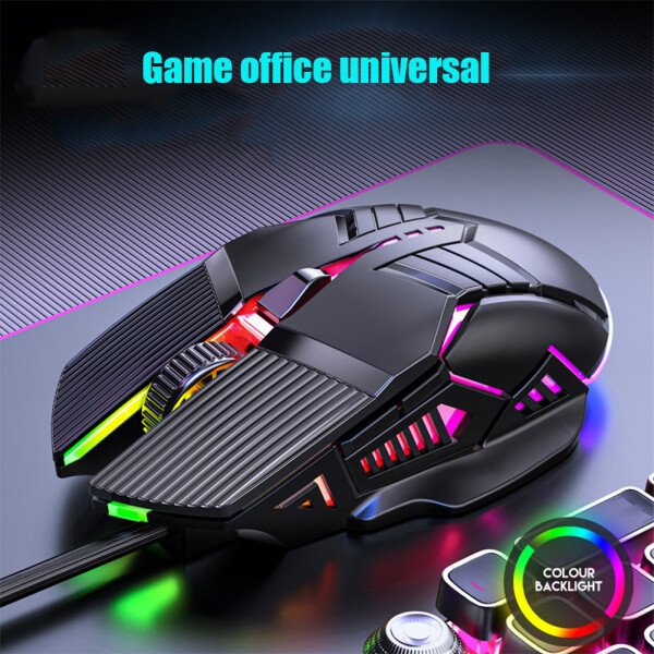 Ratón ergonómico para juegos con cable de 3200 DPI, USB, retroiluminado RGB, 6 botones, LED, silencioso, para PC y portátil - Imagen 3