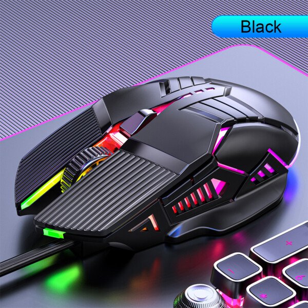Ratón ergonómico para juegos con cable de 3200 DPI, USB, retroiluminado RGB, 6 botones, LED, silencioso, para PC y portátil - Imagen 7
