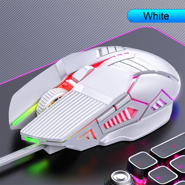 Ratón ergonómico para juegos con cable de 3200 DPI, USB, retroiluminado RGB, 6 botones, LED, silencioso, para PC y portátil - Imagen 8