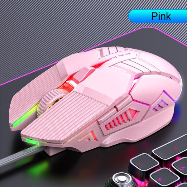 Ratón ergonómico para juegos con cable de 3200 DPI, USB, retroiluminado RGB, 6 botones, LED, silencioso, para PC y portátil - Imagen 9