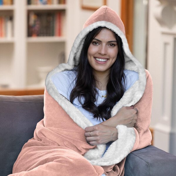 Vprintes Manta con capucha rosa para mamá, regalos de cumpleaños para mamá de hija e hijo, regalos de cumpleaños para esposa, regalos para esposa de parte del esposo, Rosado, Talla única - Imagen 7