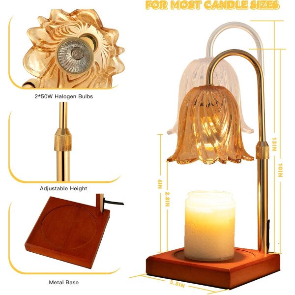 Lámpara calentadora de velas con temporizador regulable, regalos de cumpleaños para mujeres, mamá, regalos de inauguración de la casa, decoración del hogar, calentador de cera para velas en - Imagen 2