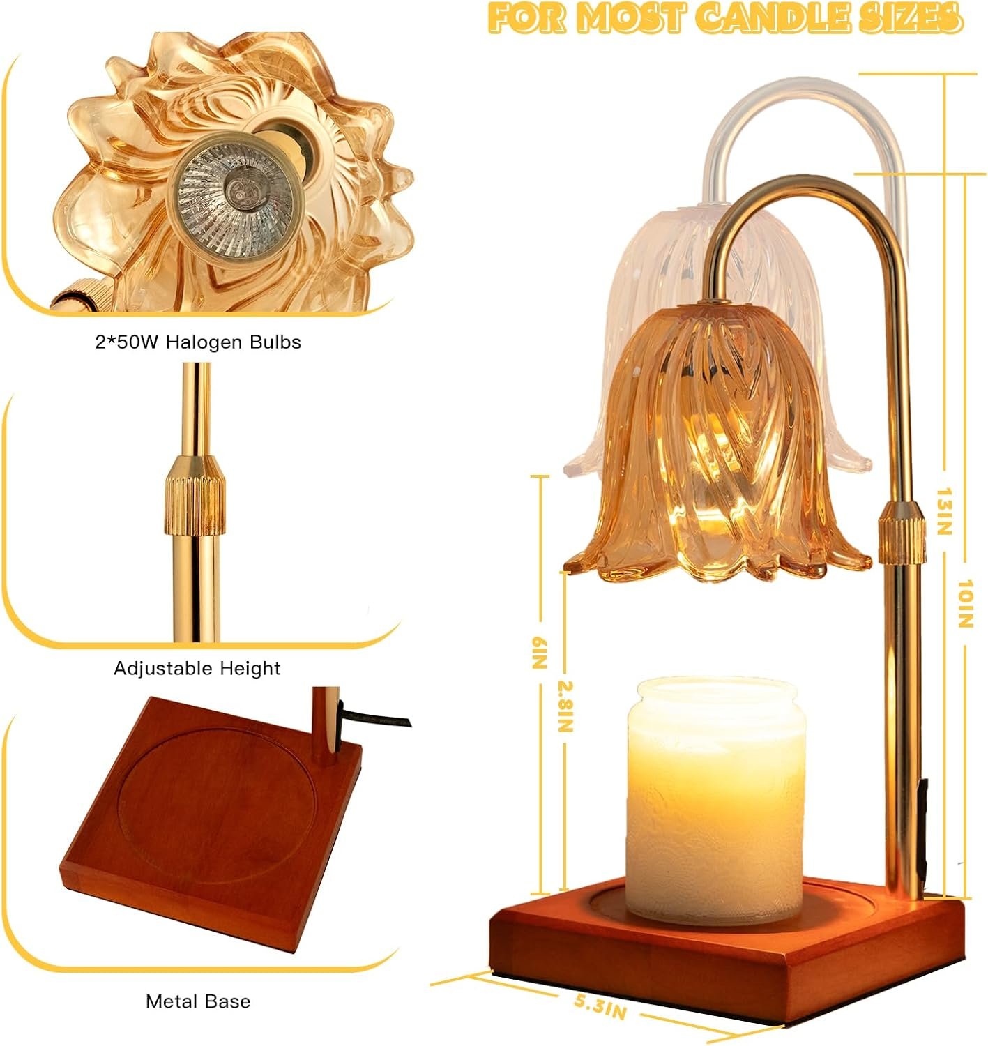 Lámpara calentadora de velas con temporizador regulable, regalos de cumpleaños para mujeres, mamá, regalos de inauguración de la casa, decoración del hogar, calentador de cera para velas en - Imagen 2