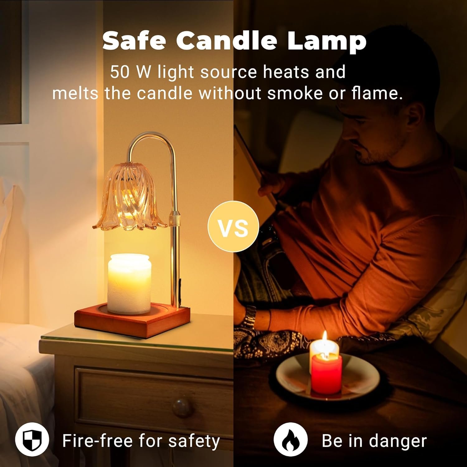 Lámpara calentadora de velas con temporizador regulable, regalos de cumpleaños para mujeres, mamá, regalos de inauguración de la casa, decoración del hogar, calentador de cera para velas en - Imagen 3
