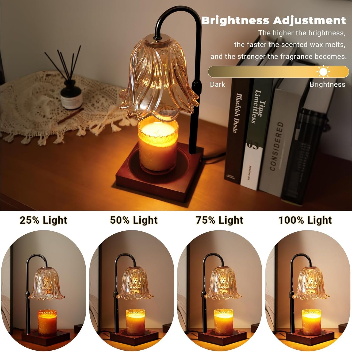 Lámpara calentadora de velas con temporizador regulable, regalos de cumpleaños para mujeres, mamá, regalos de inauguración de la casa, decoración del hogar, calentador de cera para velas en - Imagen 11