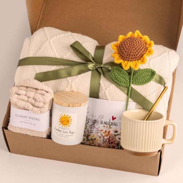 Cestas de regalo únicas para mujeres con diseño de girasol, diseño de girasol, diseño de girasol, ideal para regalar a tu mejor amiga
