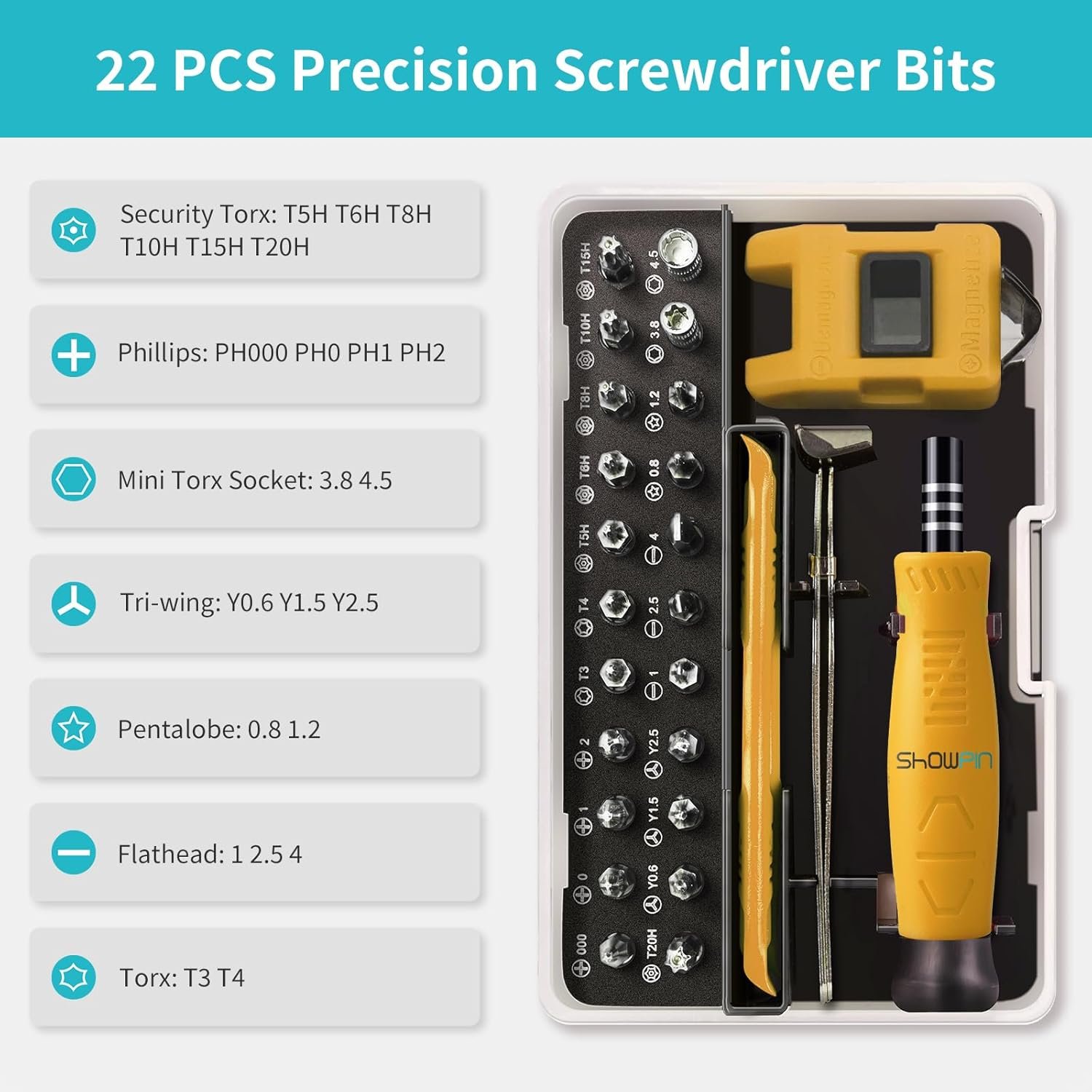 Kit de destornilladores de precisión 122 en 1, juegos de destornilladores para laptop con 101 brocas magnéticas, accesorios de computadora, kit de herramientas electrónicas compatible con - Imagen 9