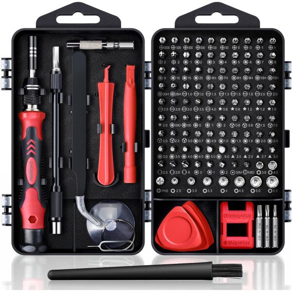 Kit de destornilladores de precisión 122 en 1, juegos de destornilladores para laptop con 101 brocas magnéticas, accesorios de computadora, kit de herramientas electrónicas compatible con - Imagen 15