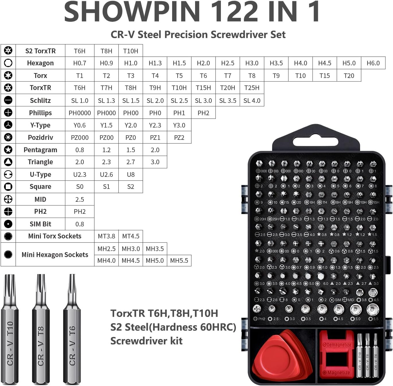 Kit de destornilladores de precisión 122 en 1, juegos de destornilladores para laptop con 101 brocas magnéticas, accesorios de computadora, kit de herramientas electrónicas compatible con - Imagen 16