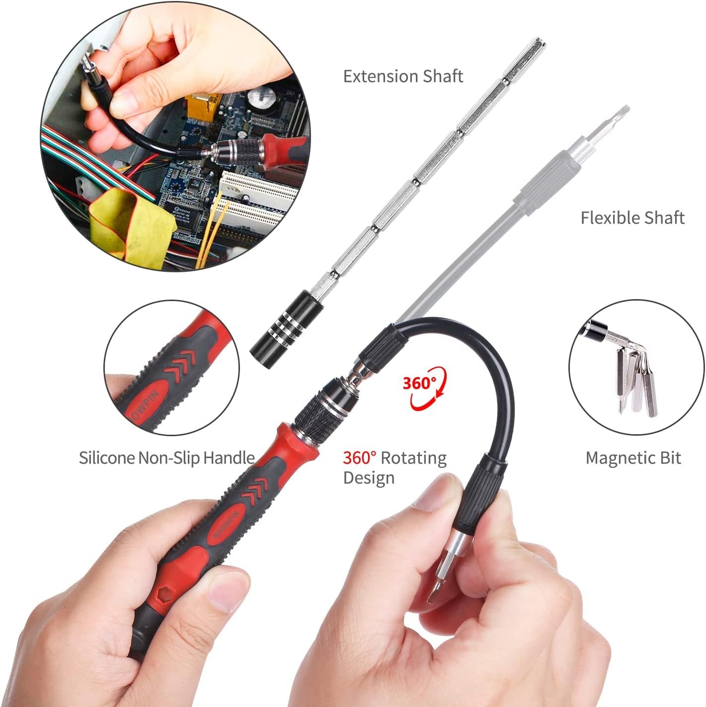 Kit de destornilladores de precisión 122 en 1, juegos de destornilladores para laptop con 101 brocas magnéticas, accesorios de computadora, kit de herramientas electrónicas compatible con - Imagen 17