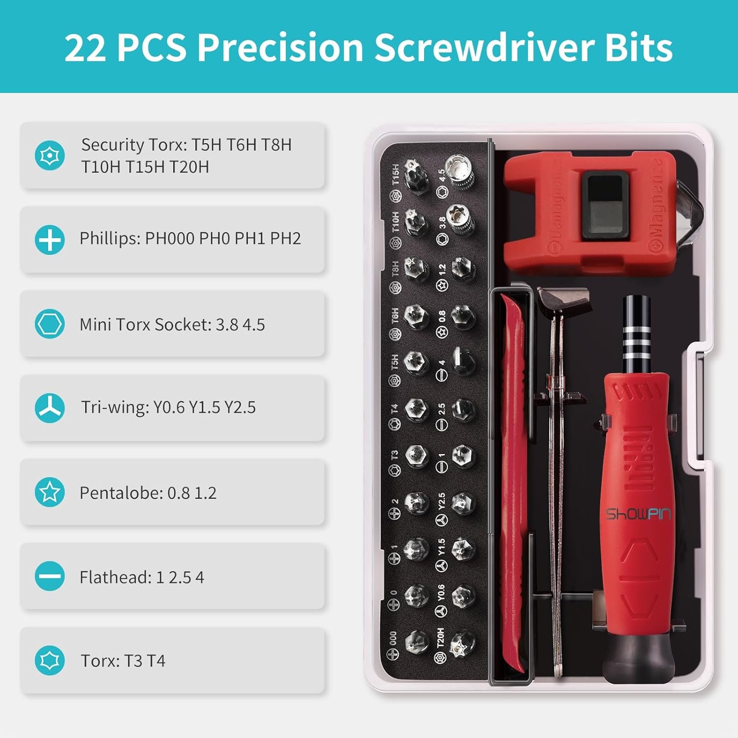 Kit de destornilladores de precisión 122 en 1, juegos de destornilladores para laptop con 101 brocas magnéticas, accesorios de computadora, kit de herramientas electrónicas compatible con - Imagen 25