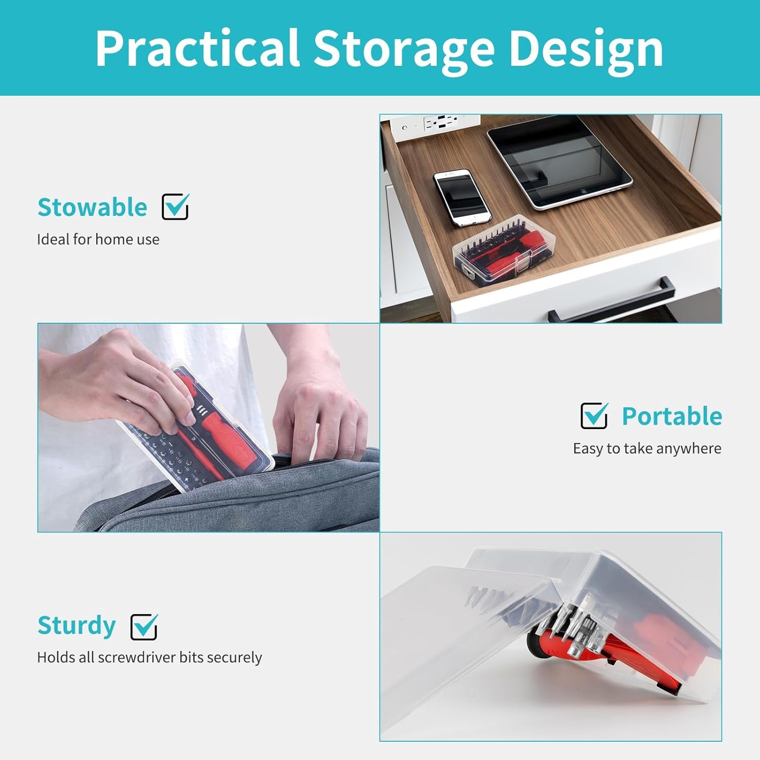 Kit de destornilladores de precisión 122 en 1, juegos de destornilladores para laptop con 101 brocas magnéticas, accesorios de computadora, kit de herramientas electrónicas compatible con - Imagen 29