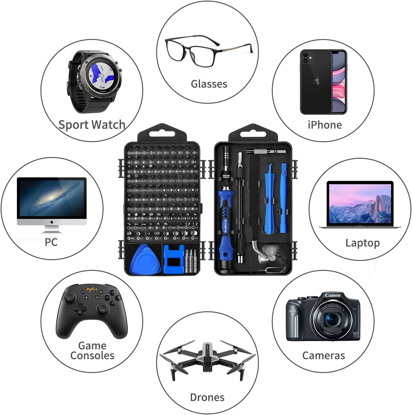 Kit de destornilladores de precisión 122 en 1, juegos de destornilladores para laptop con 101 brocas magnéticas, accesorios de computadora, kit de herramientas electrónicas compatible con - Imagen 37