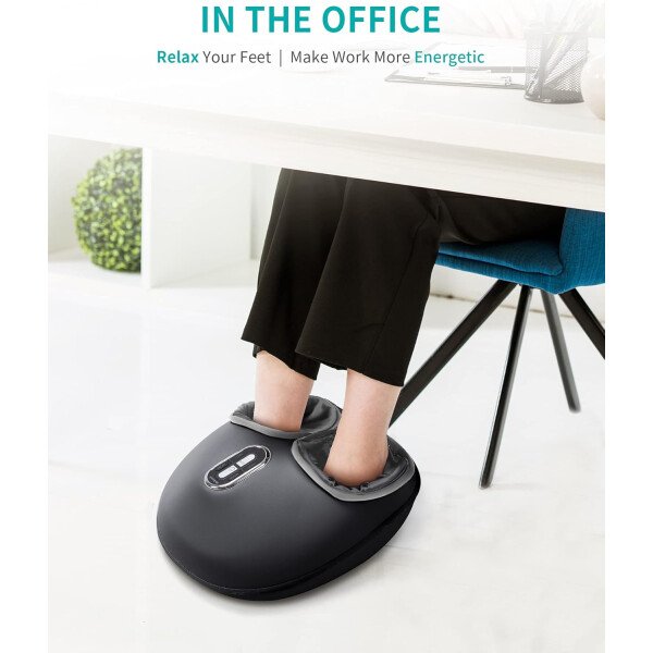 Nekteck - Masajeador de pies Shiatsu con calor relajante, terapia de amasamiento profundo, compresión de aire, alivia el dolor de pies y mejora la circulación de la sangre, para casa/oficina (gris) - Imagen 5
