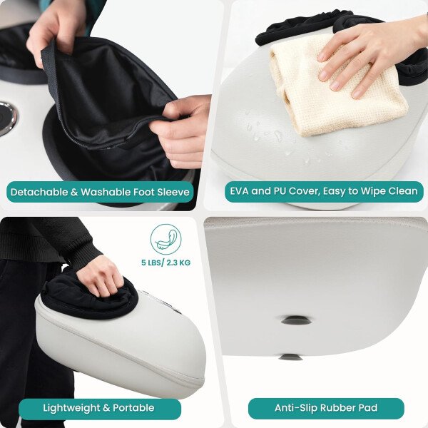 Nekteck - Masajeador de pies Shiatsu con calor relajante, terapia de amasamiento profundo, compresión de aire, alivia el dolor de pies y mejora la circulación de la sangre, para casa/oficina (gris) - Imagen 23