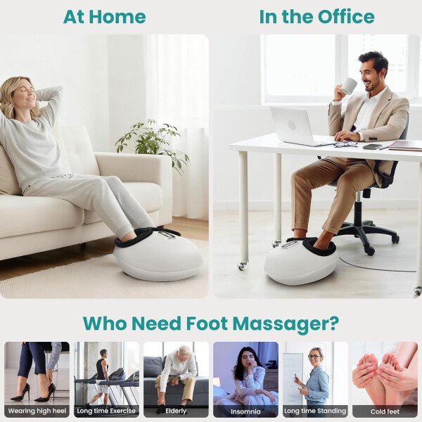 Nekteck - Masajeador de pies Shiatsu con calor relajante, terapia de amasamiento profundo, compresión de aire, alivia el dolor de pies y mejora la circulación de la sangre, para casa/oficina (gris) - Imagen 24