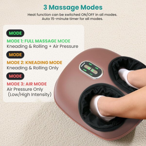 Nekteck - Masajeador de pies Shiatsu con calor relajante, terapia de amasamiento profundo, compresión de aire, alivia el dolor de pies y mejora la circulación de la sangre, para casa/oficina (gris) - Imagen 28