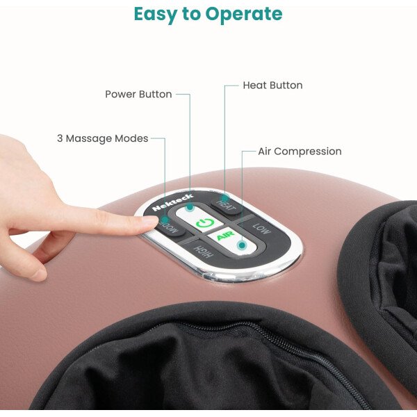 Nekteck - Masajeador de pies Shiatsu con calor relajante, terapia de amasamiento profundo, compresión de aire, alivia el dolor de pies y mejora la circulación de la sangre, para casa/oficina (gris) - Imagen 30