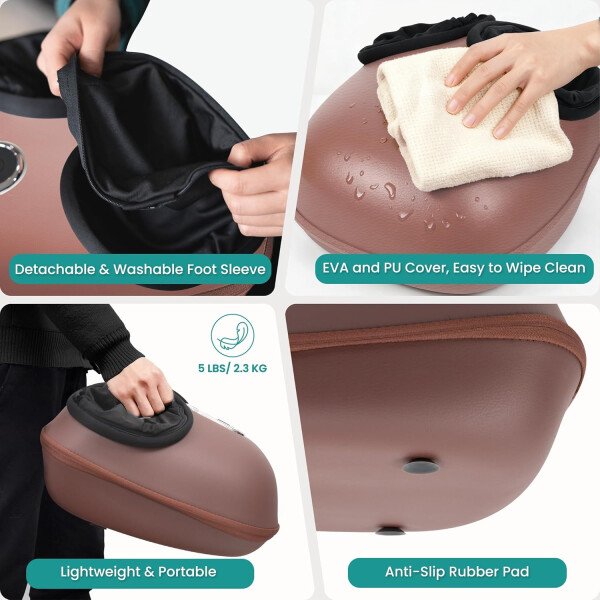 Nekteck - Masajeador de pies Shiatsu con calor relajante, terapia de amasamiento profundo, compresión de aire, alivia el dolor de pies y mejora la circulación de la sangre, para casa/oficina (gris) - Imagen 31