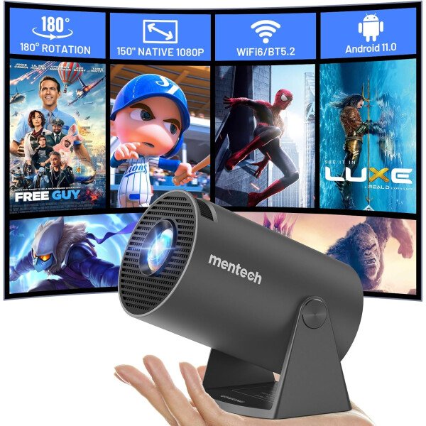 Mini proyector con WiFi y Bluetooth, portátil giratorio 180, inteligente de 150 pulgadas con Android TV 11, proyectores de decodificación de soporte 1080P 4K, 2.4G/5G WiFi6, Keystone automático para - Imagen 8