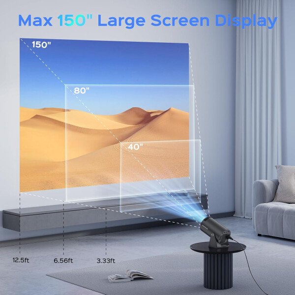 Mini proyector con WiFi y Bluetooth, portátil giratorio 180, inteligente de 150 pulgadas con Android TV 11, proyectores de decodificación de soporte 1080P 4K, 2.4G/5G WiFi6, Keystone automático para - Imagen 11